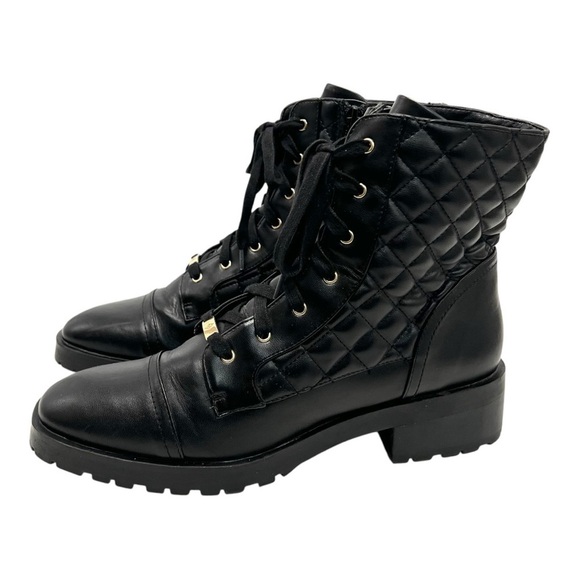 Nanette Lepore Idalia Black Quilted Combat Boots Lugg Sole Women’s 10 - Picture 1 of 14